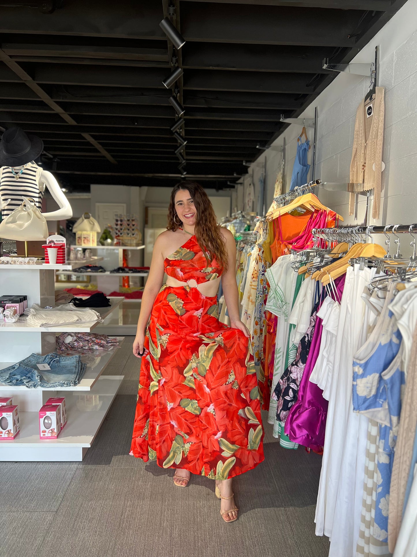 Red Hot Tropical Maxi Dress