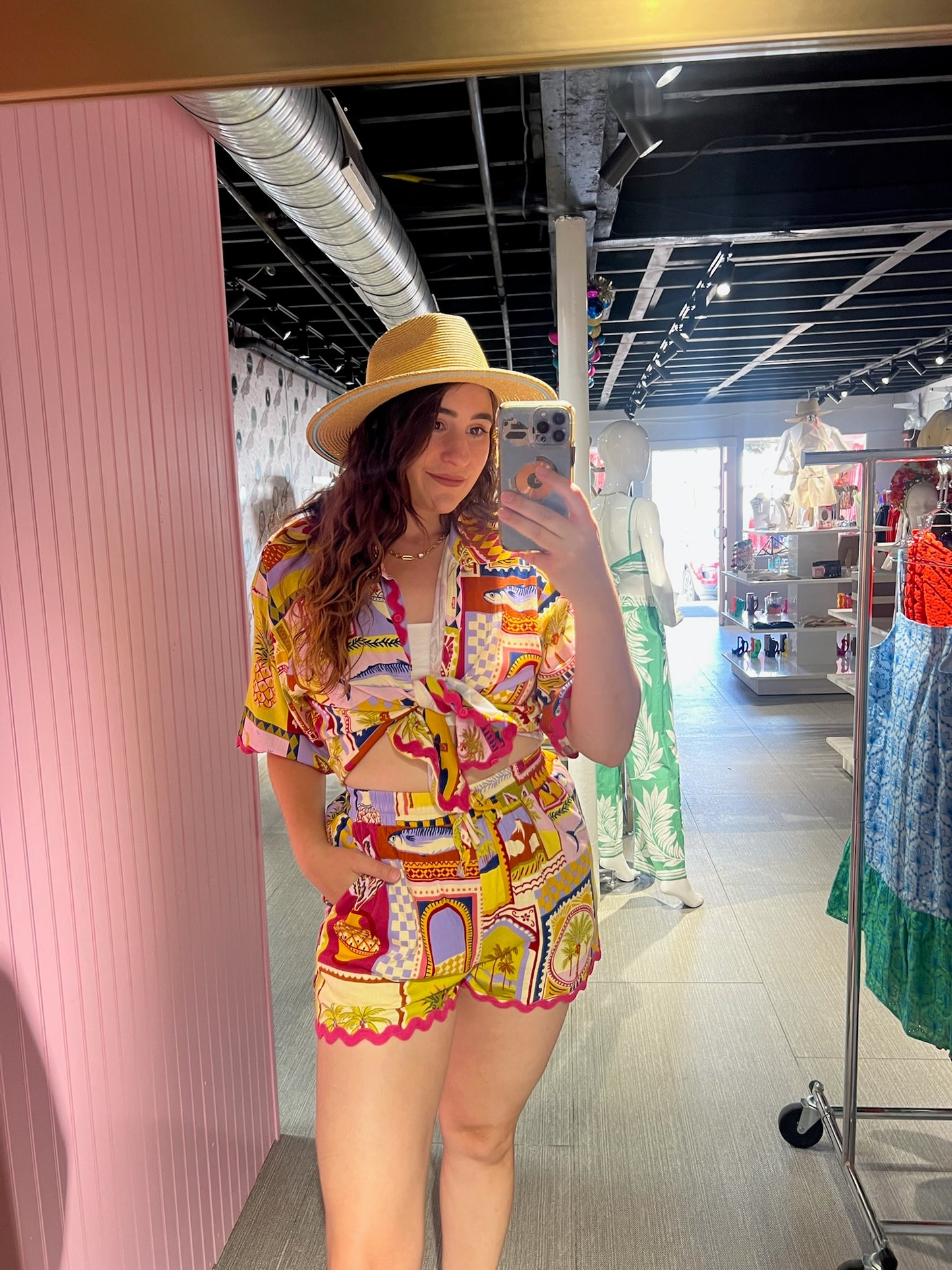 Postcard Summer Button Down Top