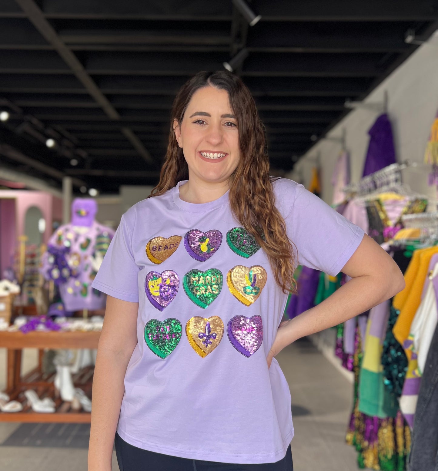 Mardi Gras Candy Hearts Tee