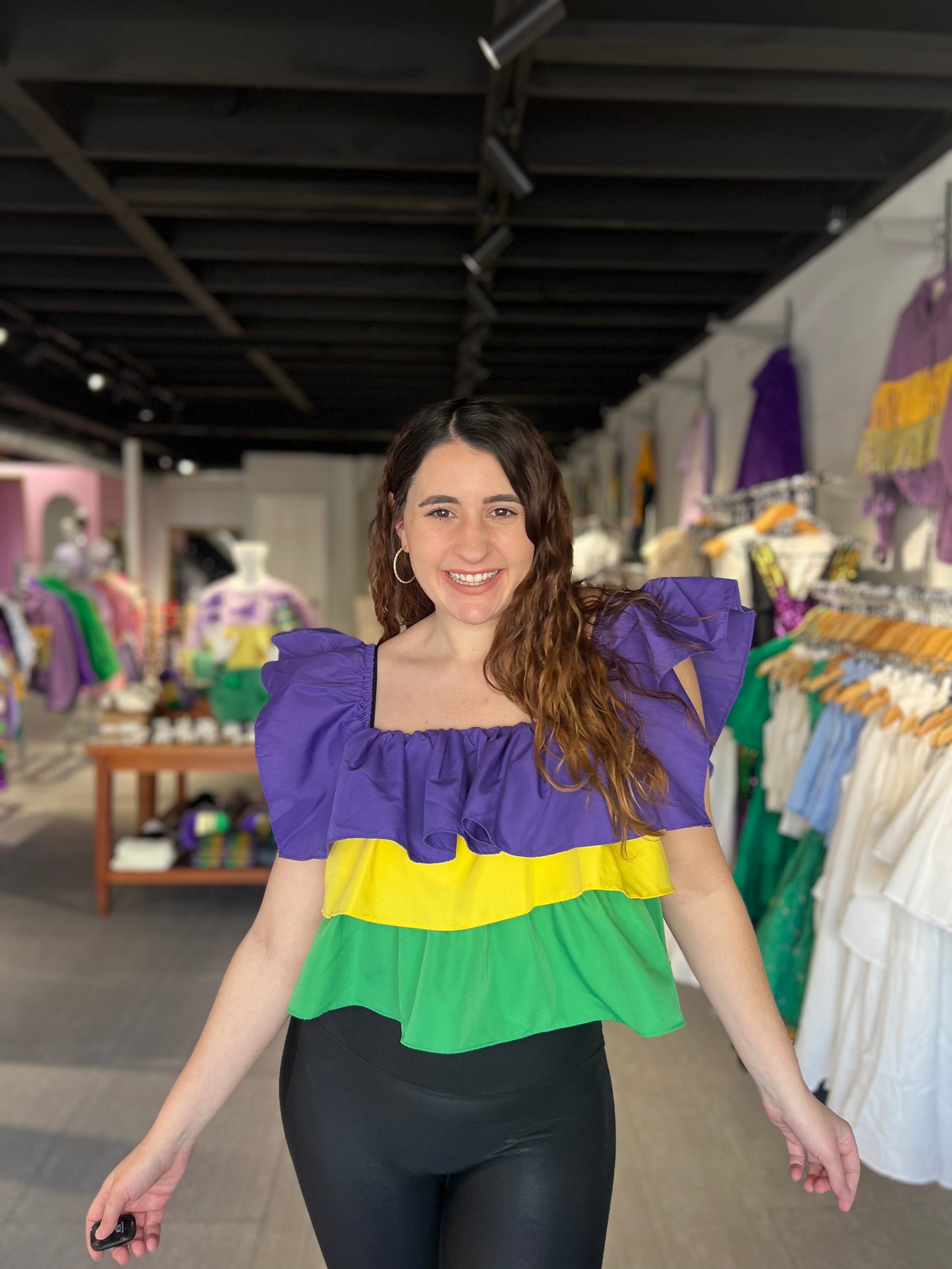 Mardi Gras Ruffle Top