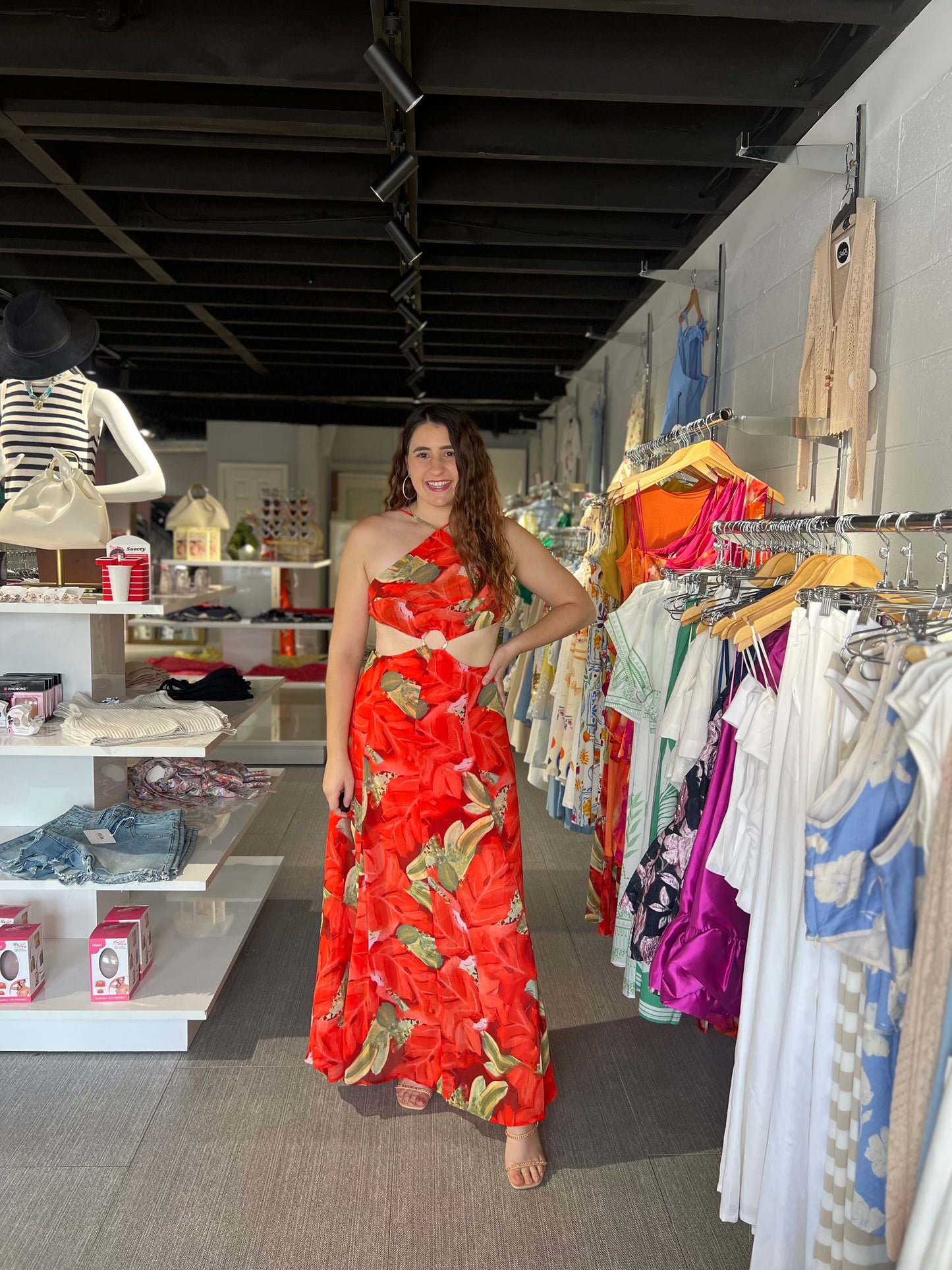Red Hot Tropical Maxi Dress