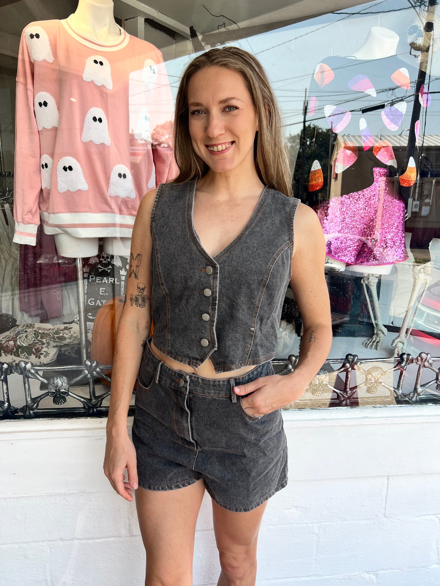 Serena Washed Denim Romper