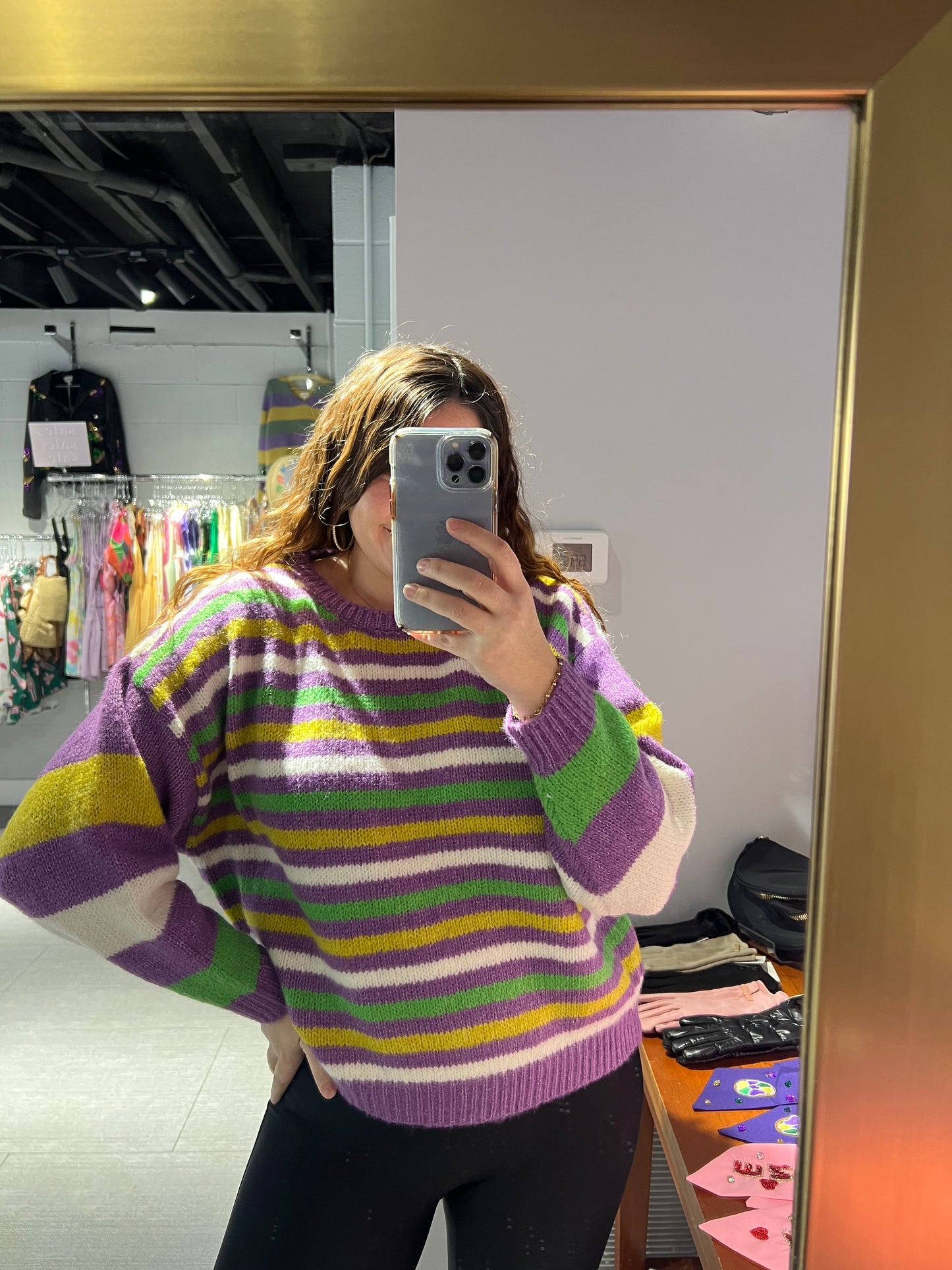 Mardi Gras Cozy Stripe Sweater