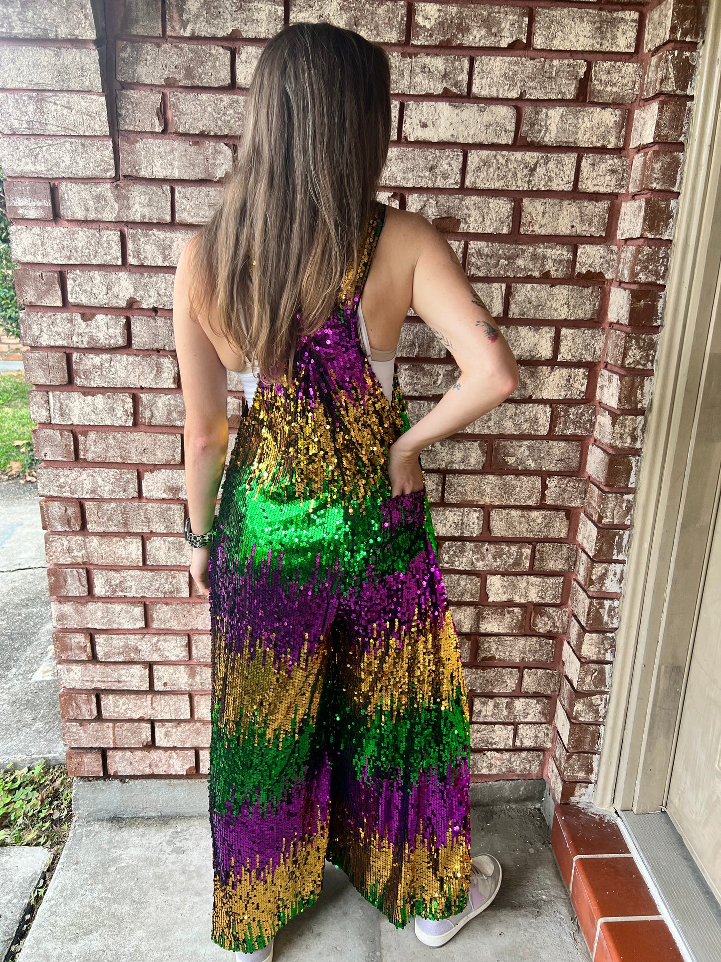 Mardi Gras Sequin Overalls