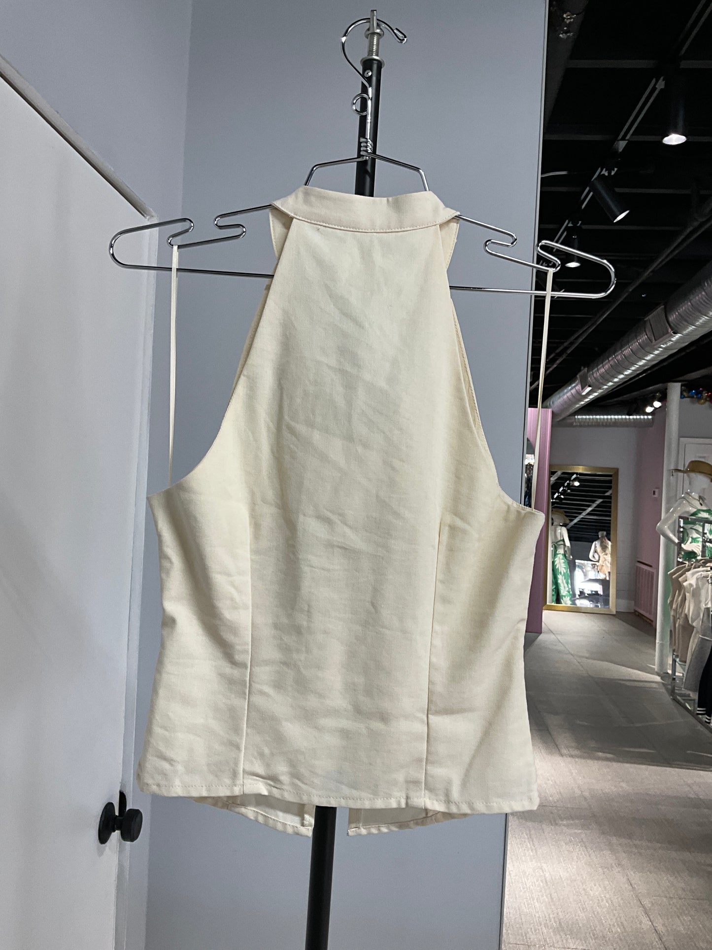 Cream Collared Halter Top