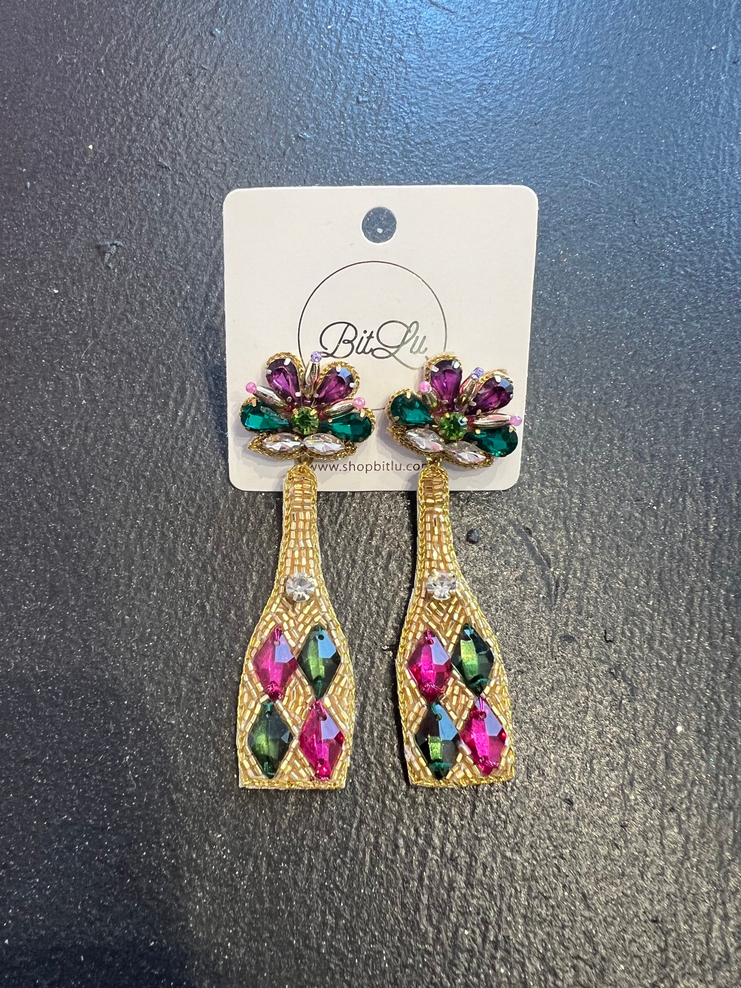 Mardi Gras Champagne Earrings