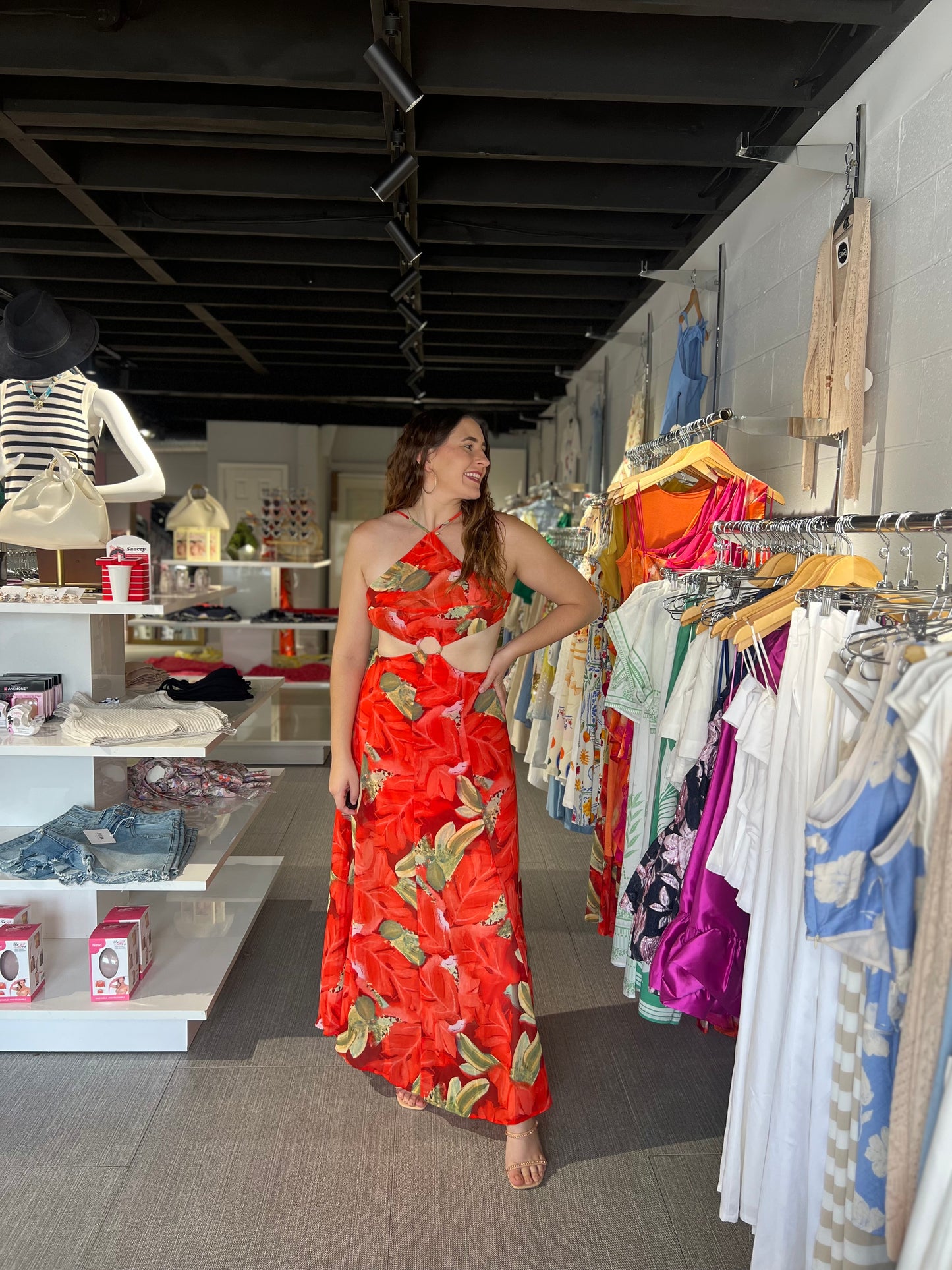 Red Hot Tropical Maxi Dress