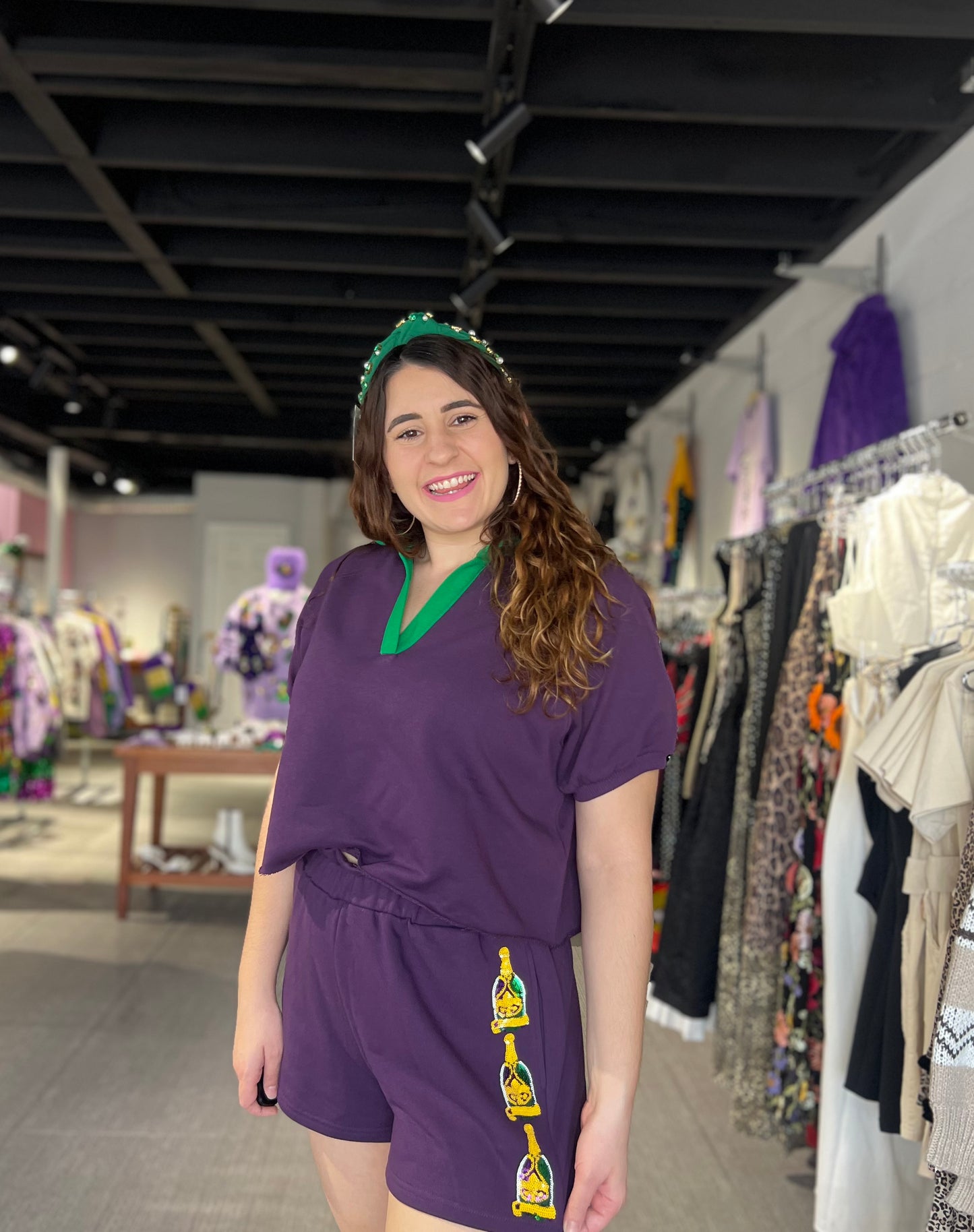 Mardi Gras Champagne Social Club Two Piece Set