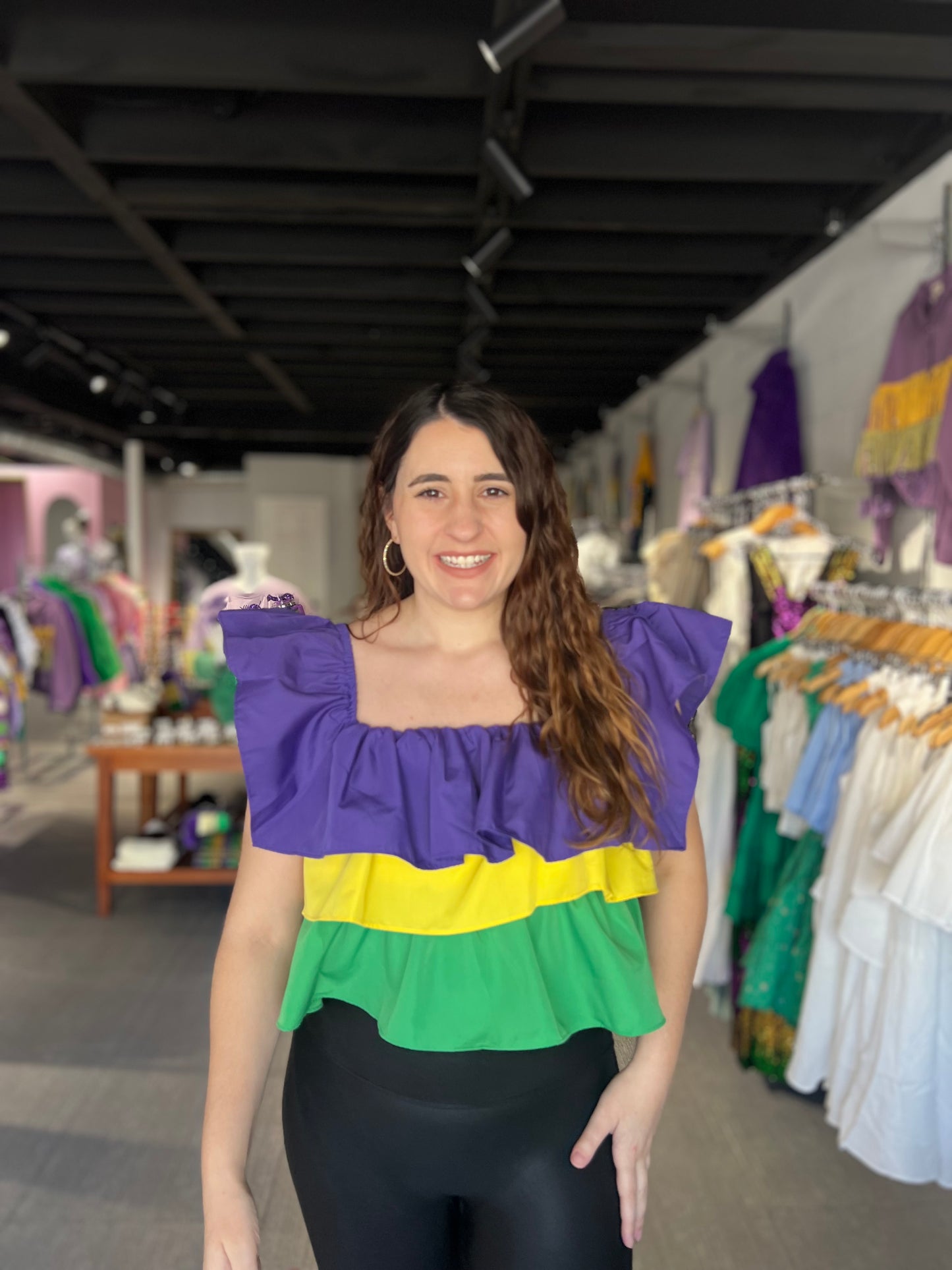 Mardi Gras Ruffle Top
