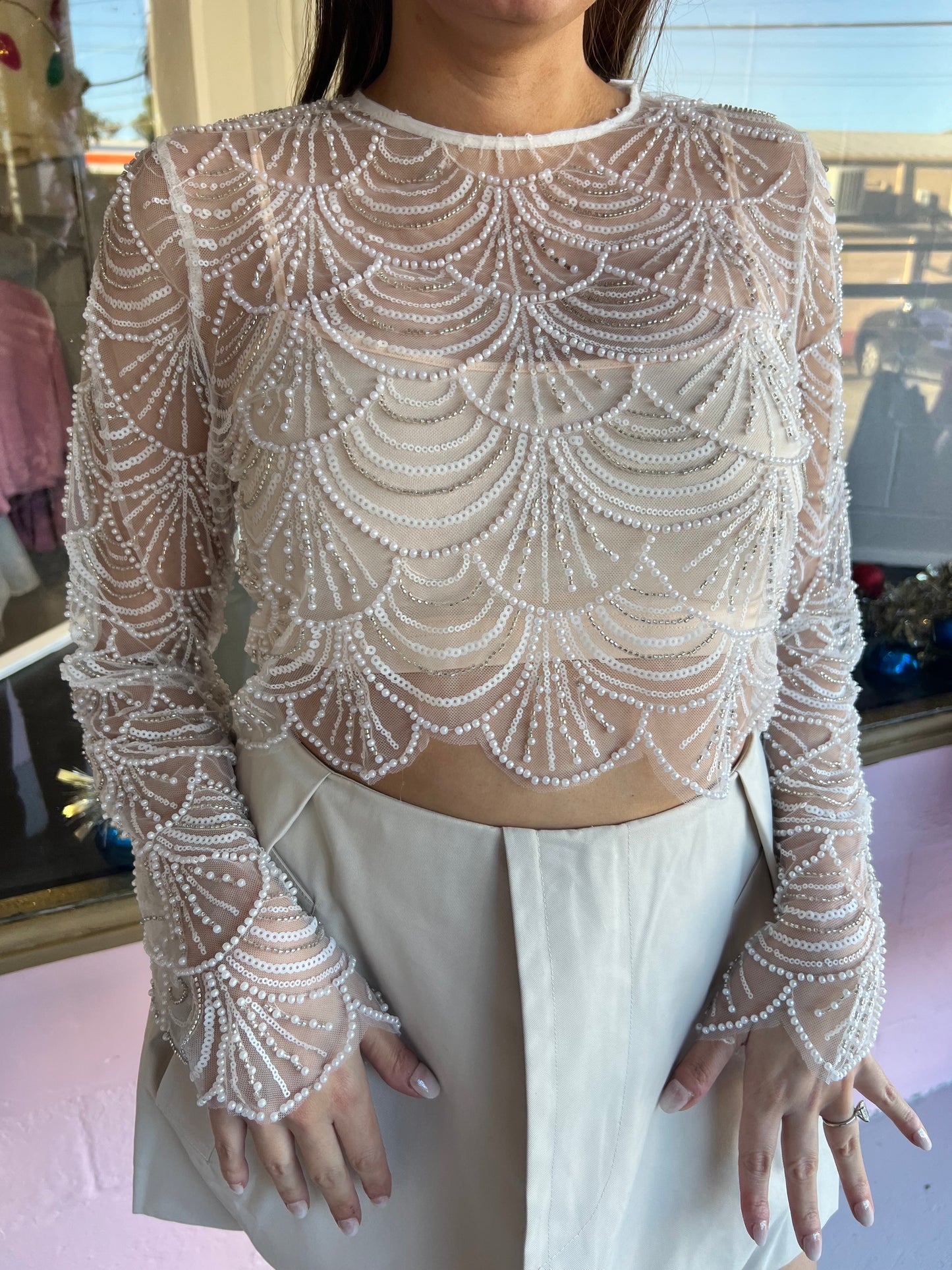 Sequin and Pearl Top