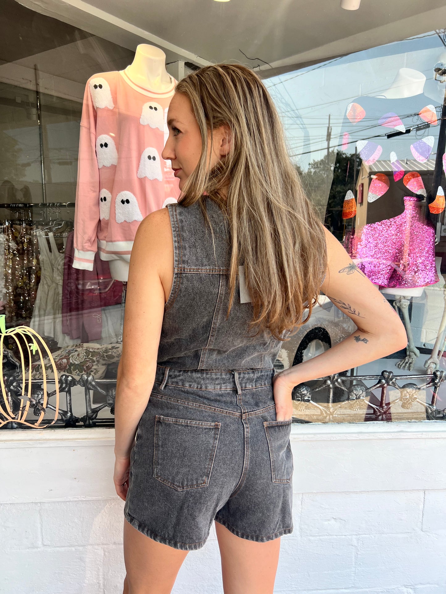 Serena Washed Denim Romper