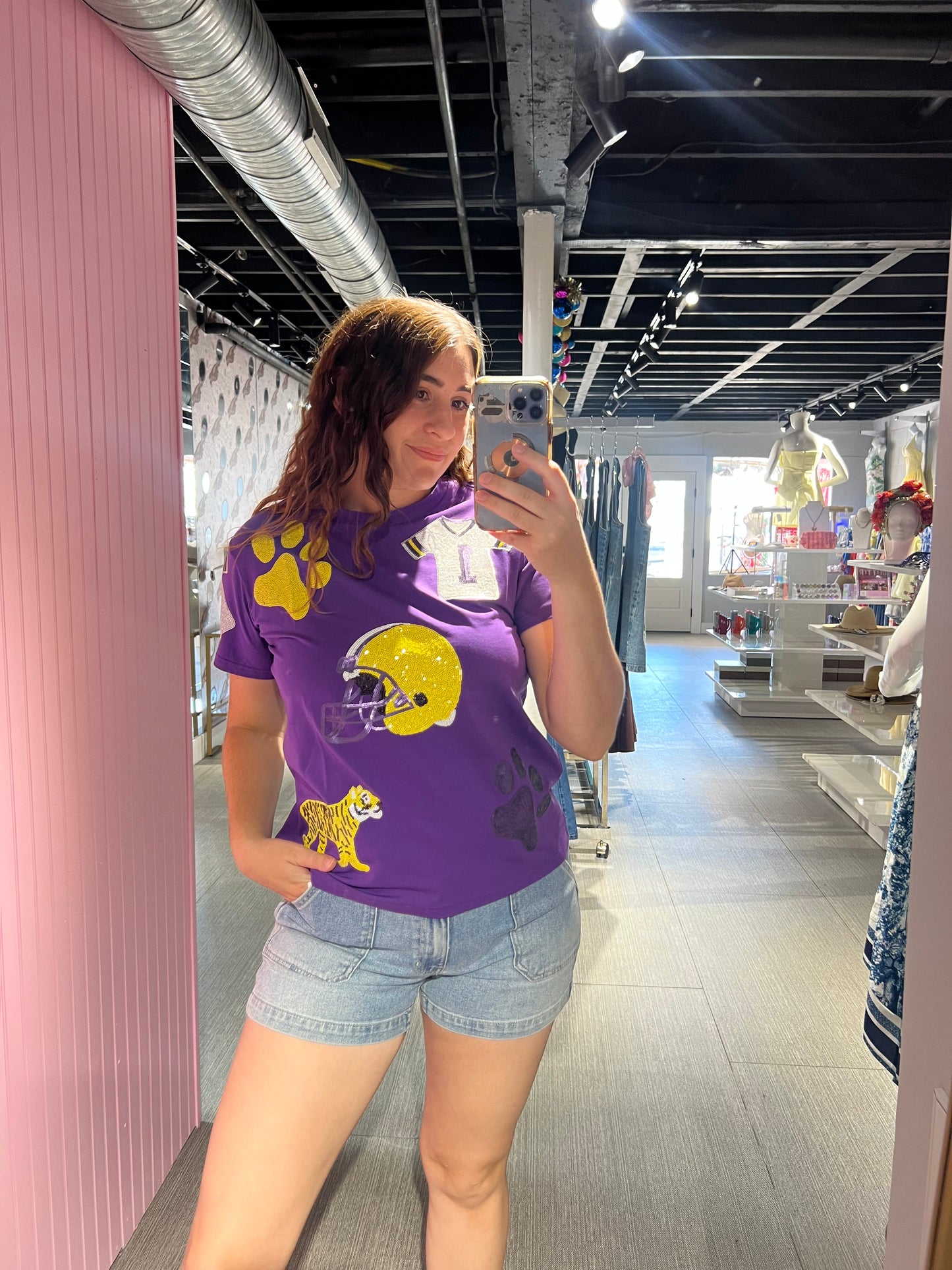 Purple GameDay Sequin Tee