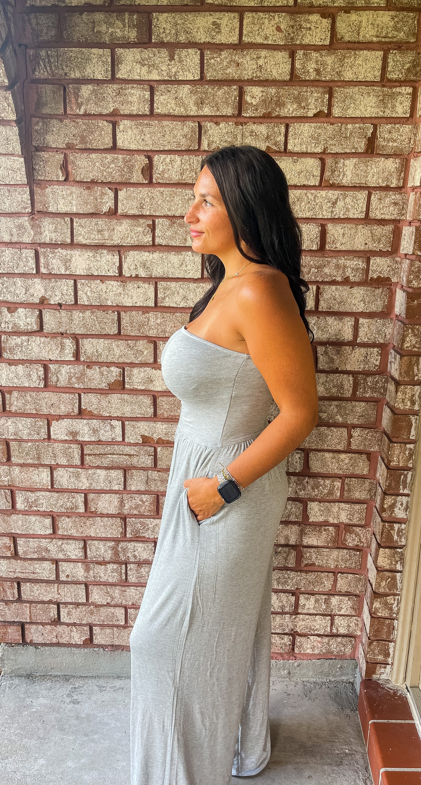 Let's Get Comfy Grey Jumpsuit