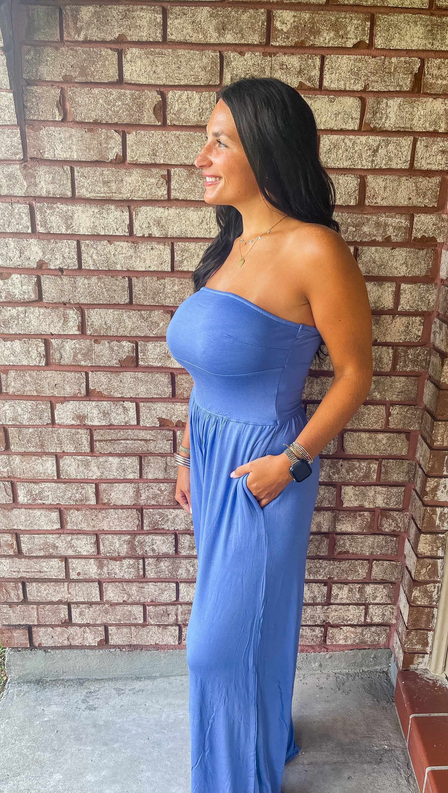 Let's Get Comfy Blue Jumpsuit