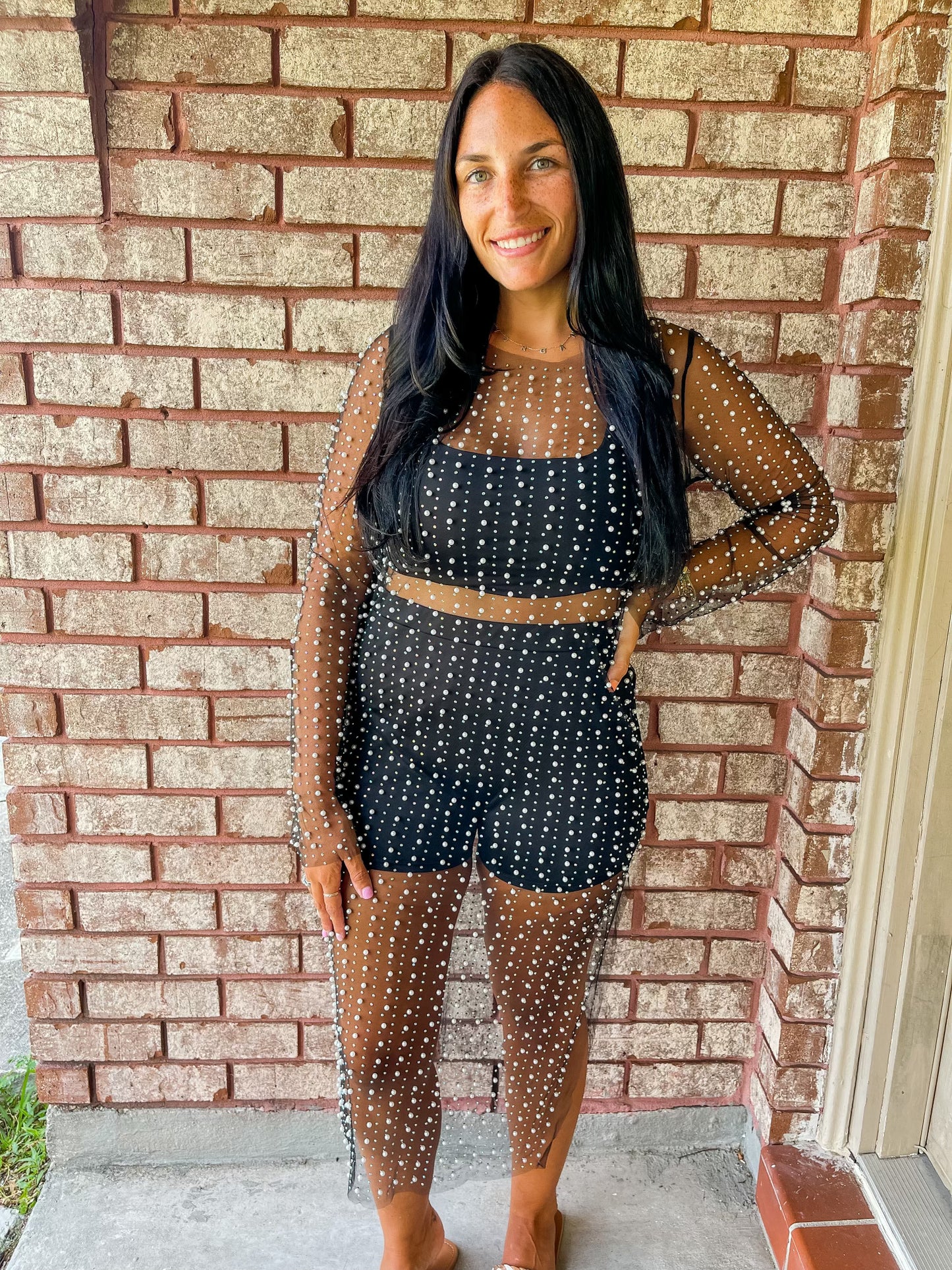 Mesh pearl dress