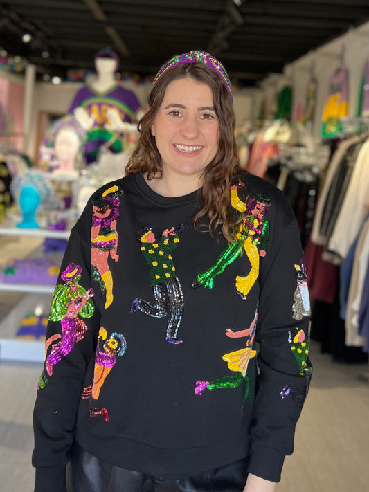 Mardi Gras Parade Dancing Sweater