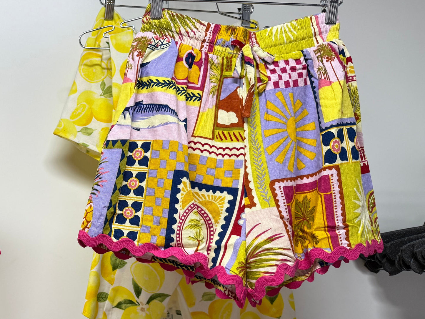 Postcard Summer Drawstring Shorts