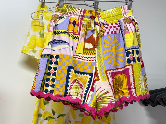 Postcard Summer Drawstring Shorts