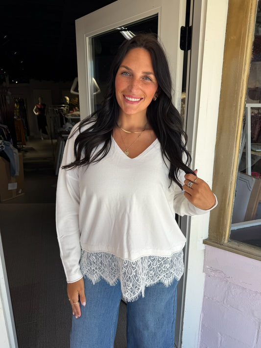 Jen Ivory Lace Sweater