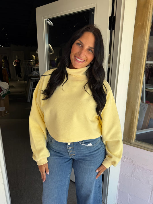 Mock Neck Terry Crop Sweatshirt