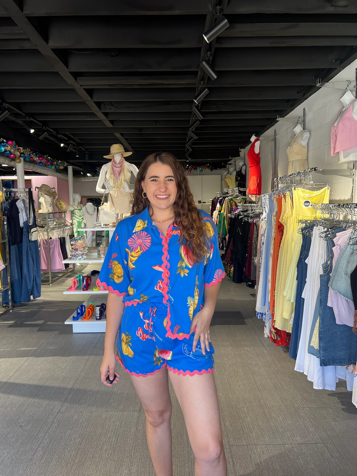 Alanie Tropical Button Down Top