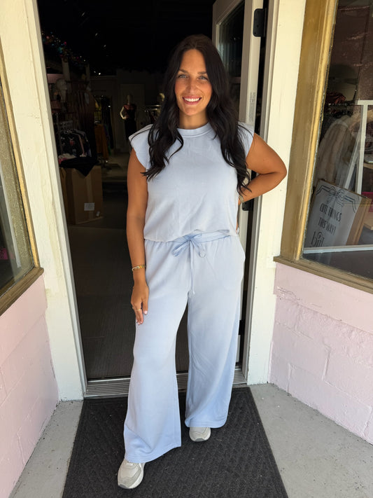 Heather Light Blue Scuba Top