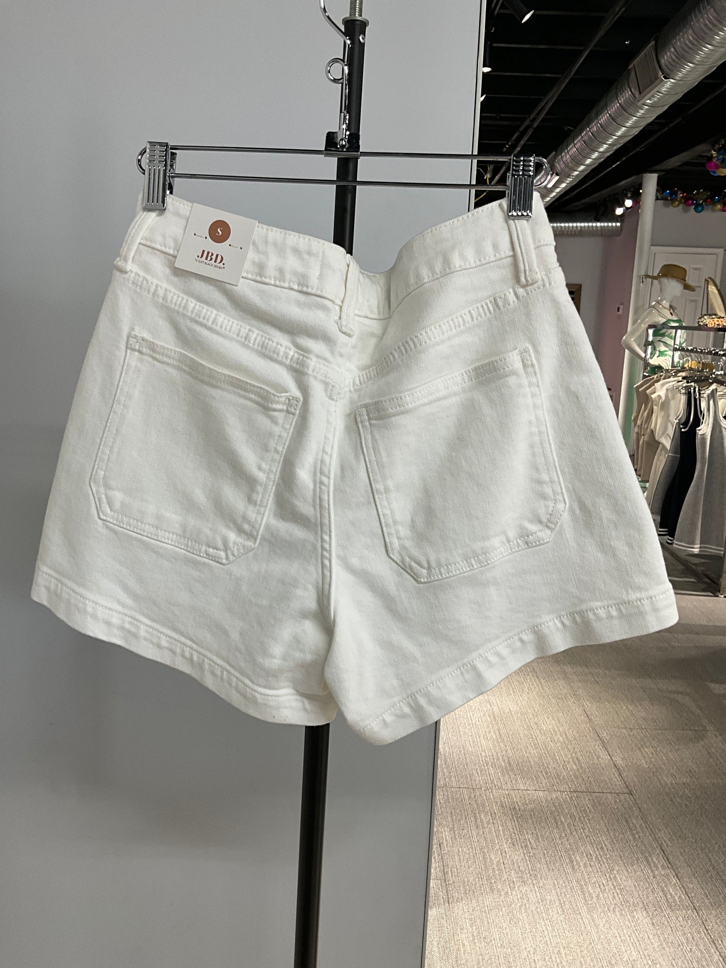 Utility White Denim Shorts