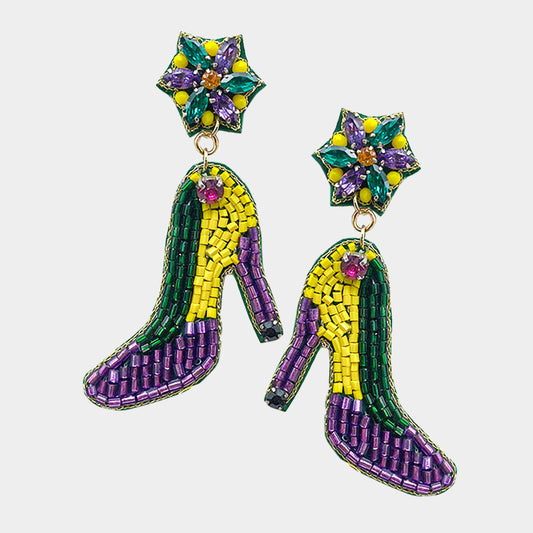 Mardi Gras Shoe Earrings