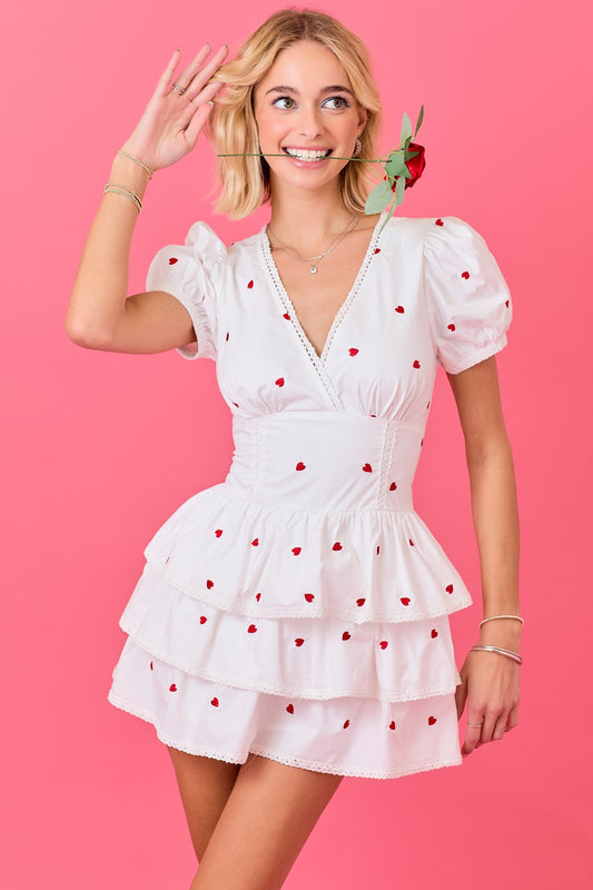 All Over You Heart Romper Dress