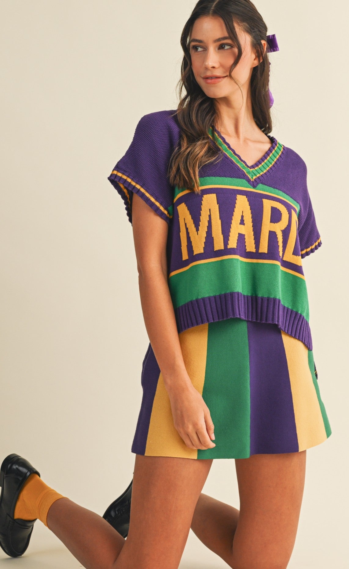 Mardi Gras Striped Knit Mini Skirt
