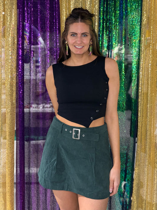 Corduroy Belted Mini Skirt