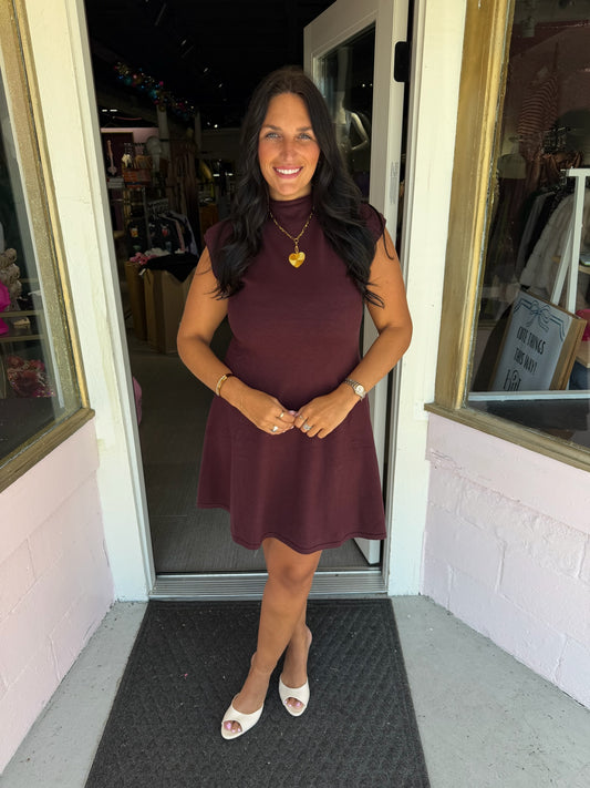 Feeling Fall Mock Neck Sweater Dress