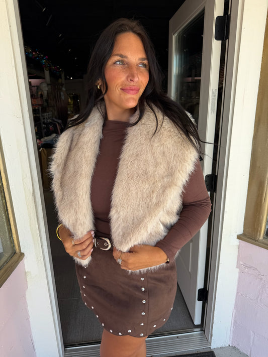 Nikki Cream Fur Vest