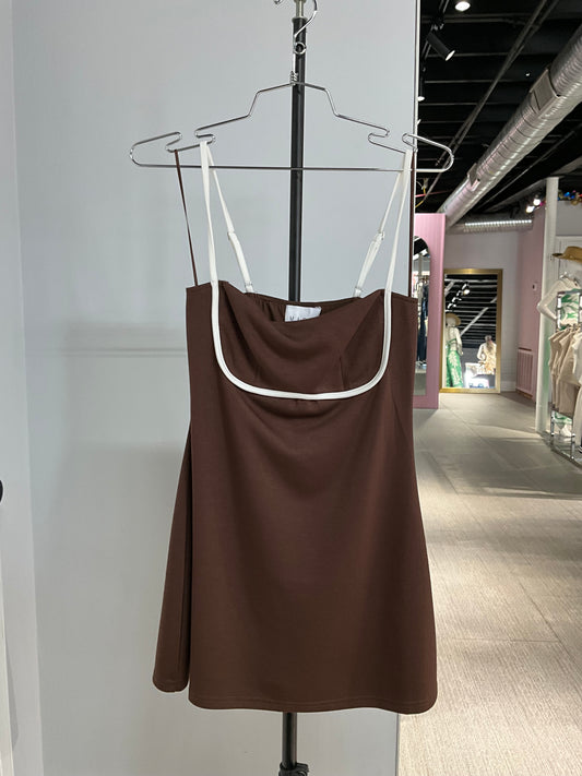 Chocolate Brown Athletic A-Line Romper Dress