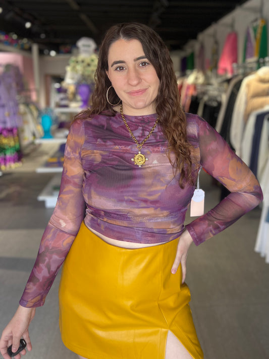 Floral Printed Mesh Top