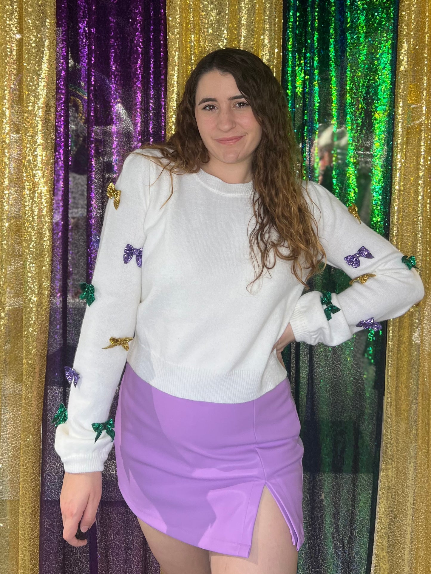 Mardi Gras Faux Leather Skort - Lavender