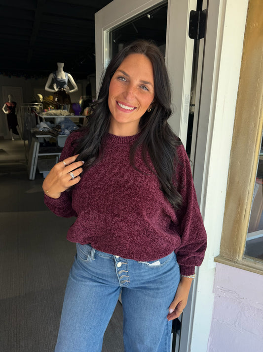 Dark Cherry Chenille Sweater