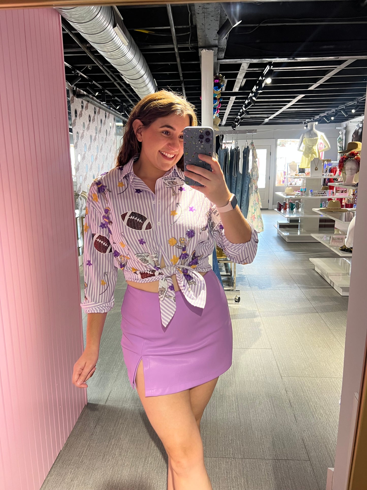 Purple and Gold Gameday Sequin Button Down
