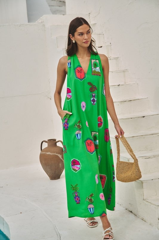 Trini Postcard Halter Neck Maxi Dress