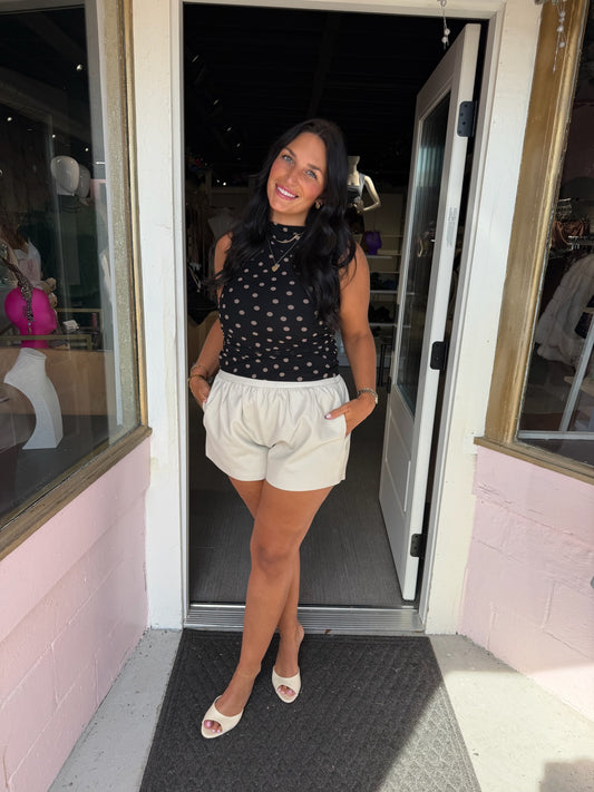 Polka Dot Mesh Knit Top