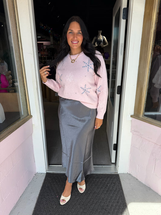 Holiday Let It Snow Pink Sweater