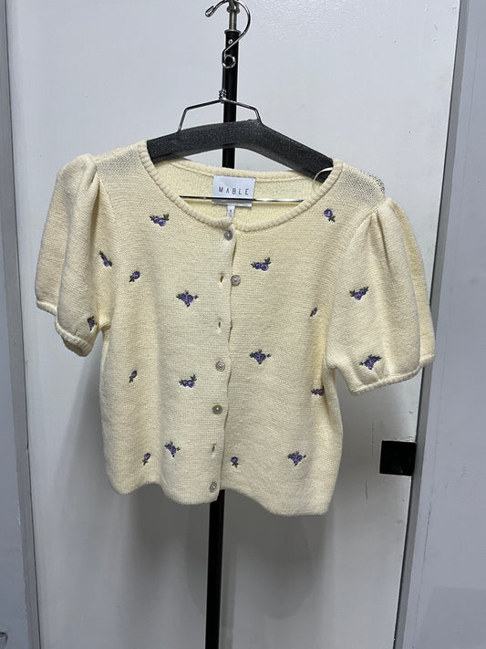 Floral Puff Sleeve Knitted Top