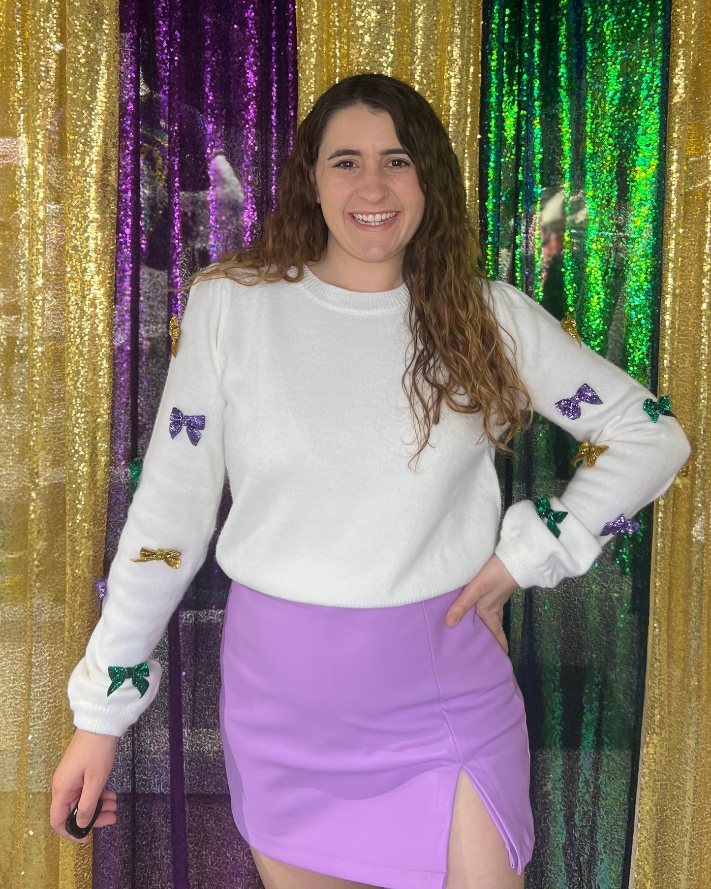 Mardi Gras Faux Leather Skort - Lavender