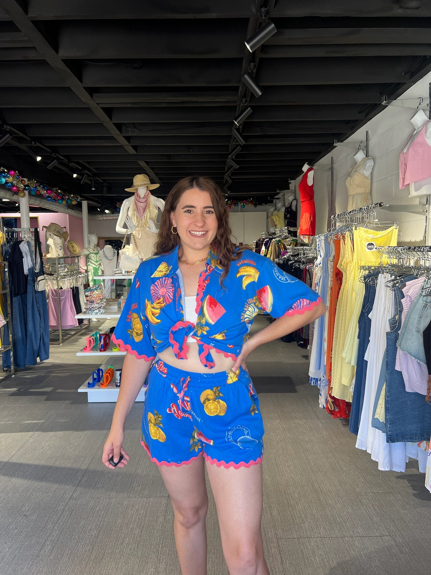 Alanie Tropical Button Down Top
