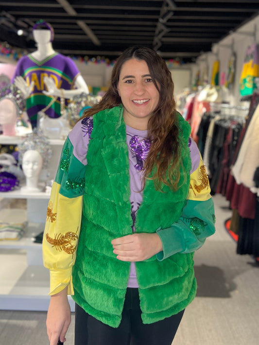 Green Faux Fur Vest