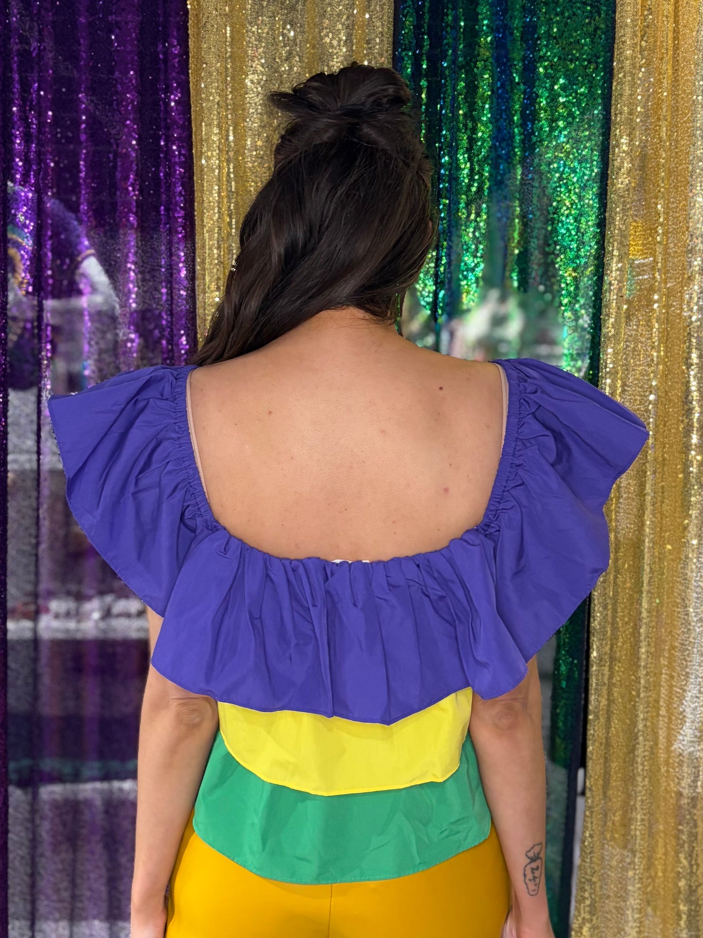 Mardi Gras Ruffle Top