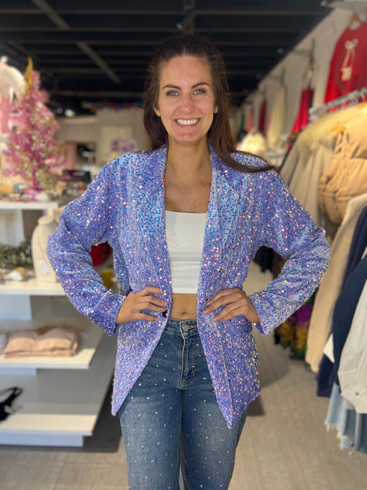 Lilac Velvet Sequin Blazer