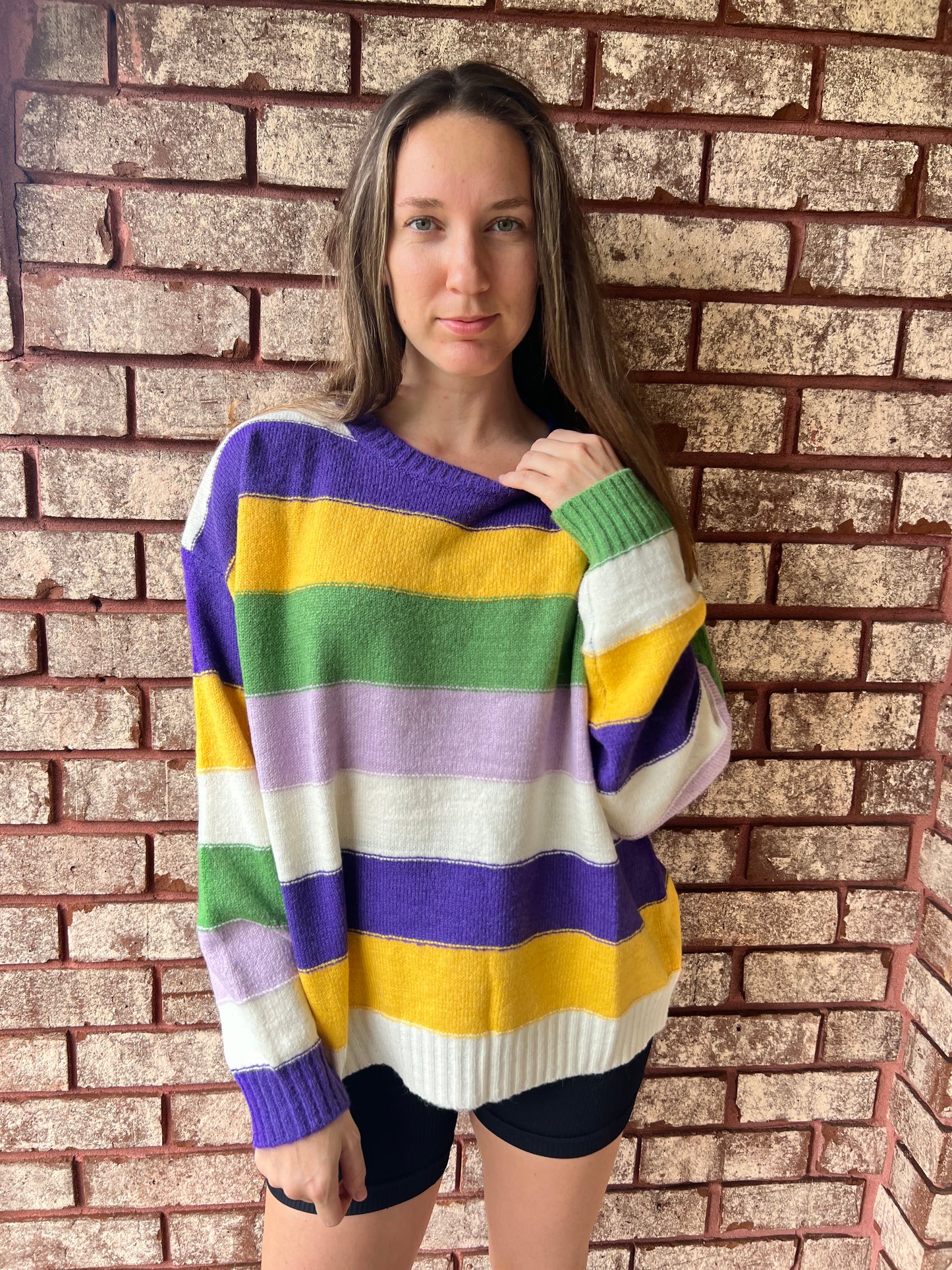 Mardi Gras Stripe Sweater