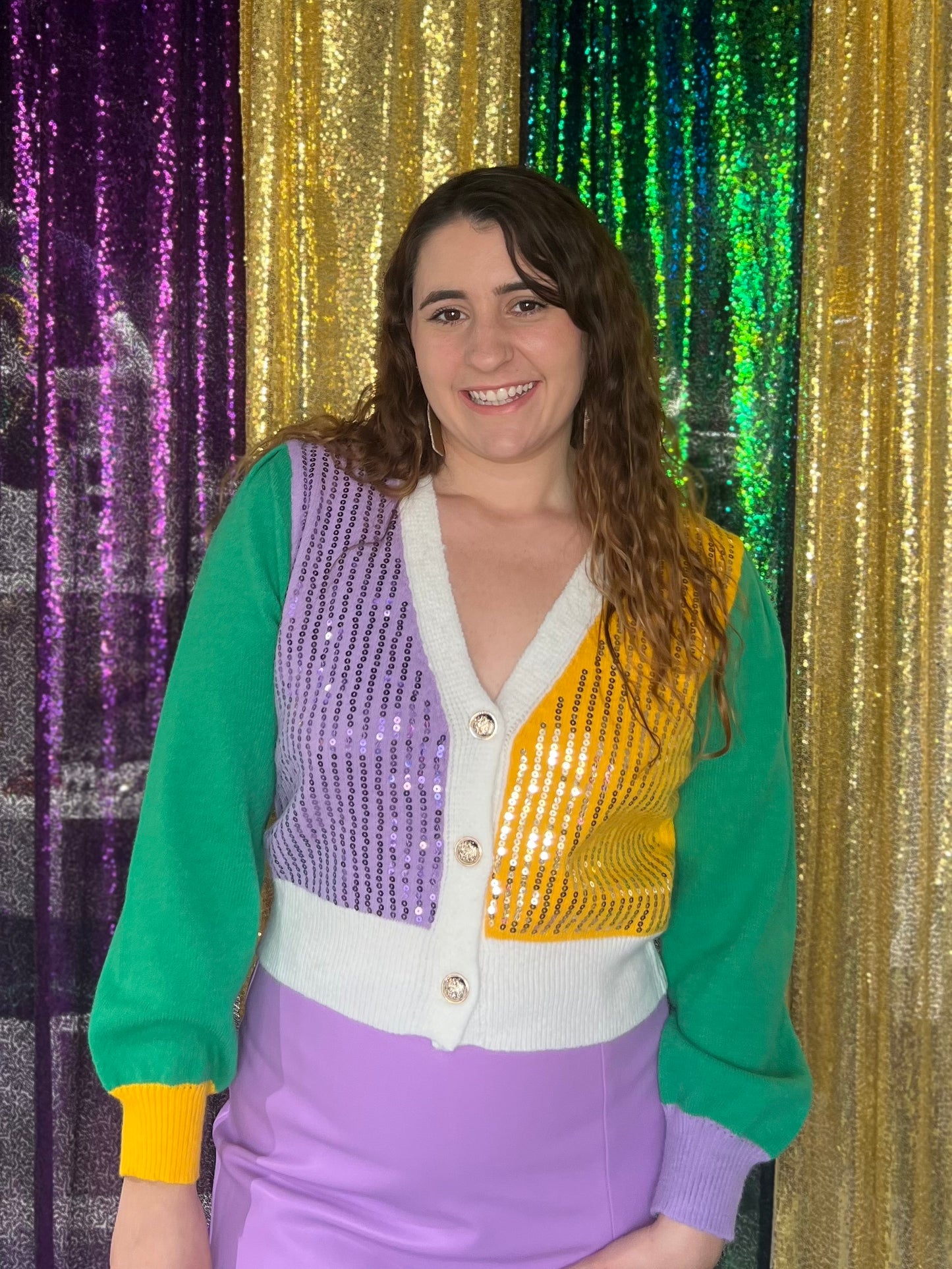 Mardi Gras Sequin Cardigan