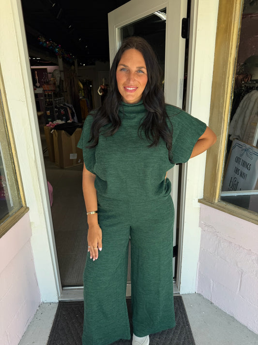 Dark Green Two Piece Sweater Set